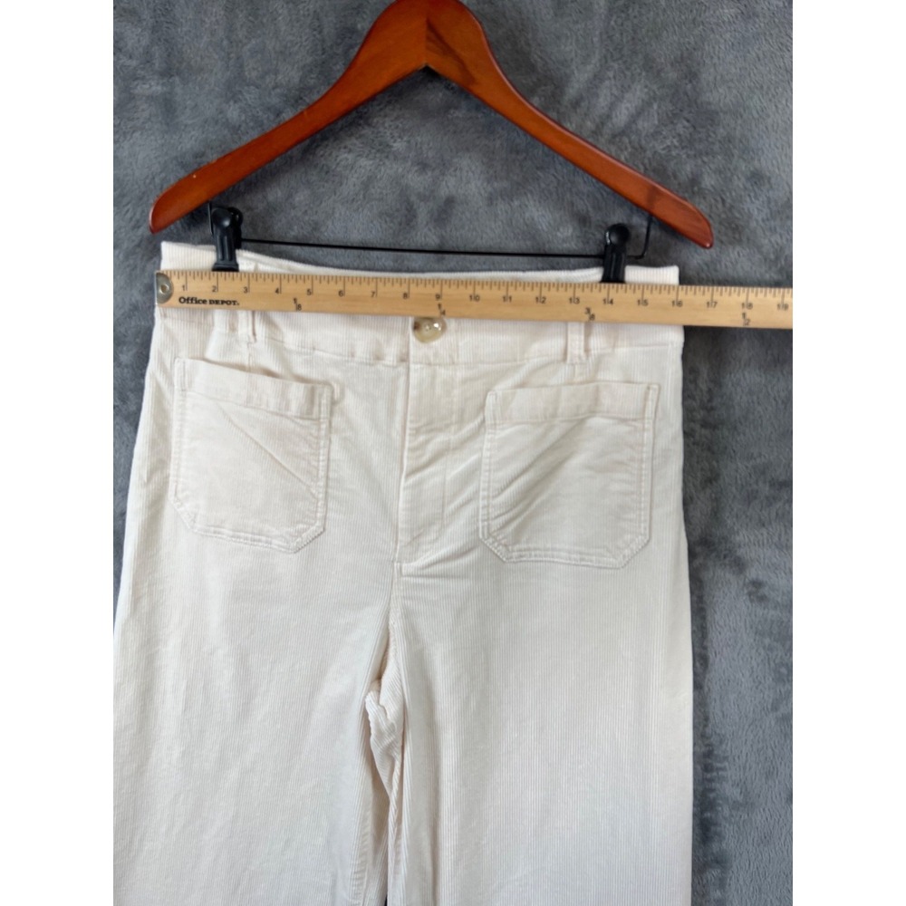 Maeve Anthropologie Colette Pants Ivory 31 32x26 Cropped Wide-Leg Corduroy - Picture 4 of 12